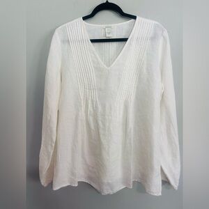 Sundance Linen Off White Long Sleeve Peasant Top Blouse Women’s Size Large